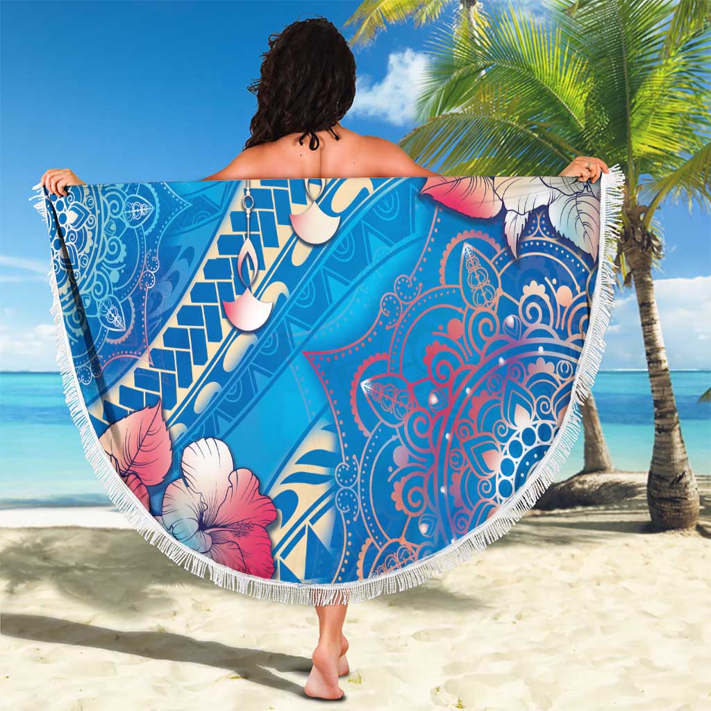 Happy Diwali Festival Beach Blanket Diya Lamp Rangoli With Polynesian Pattern LT05 - Polynesian Pride