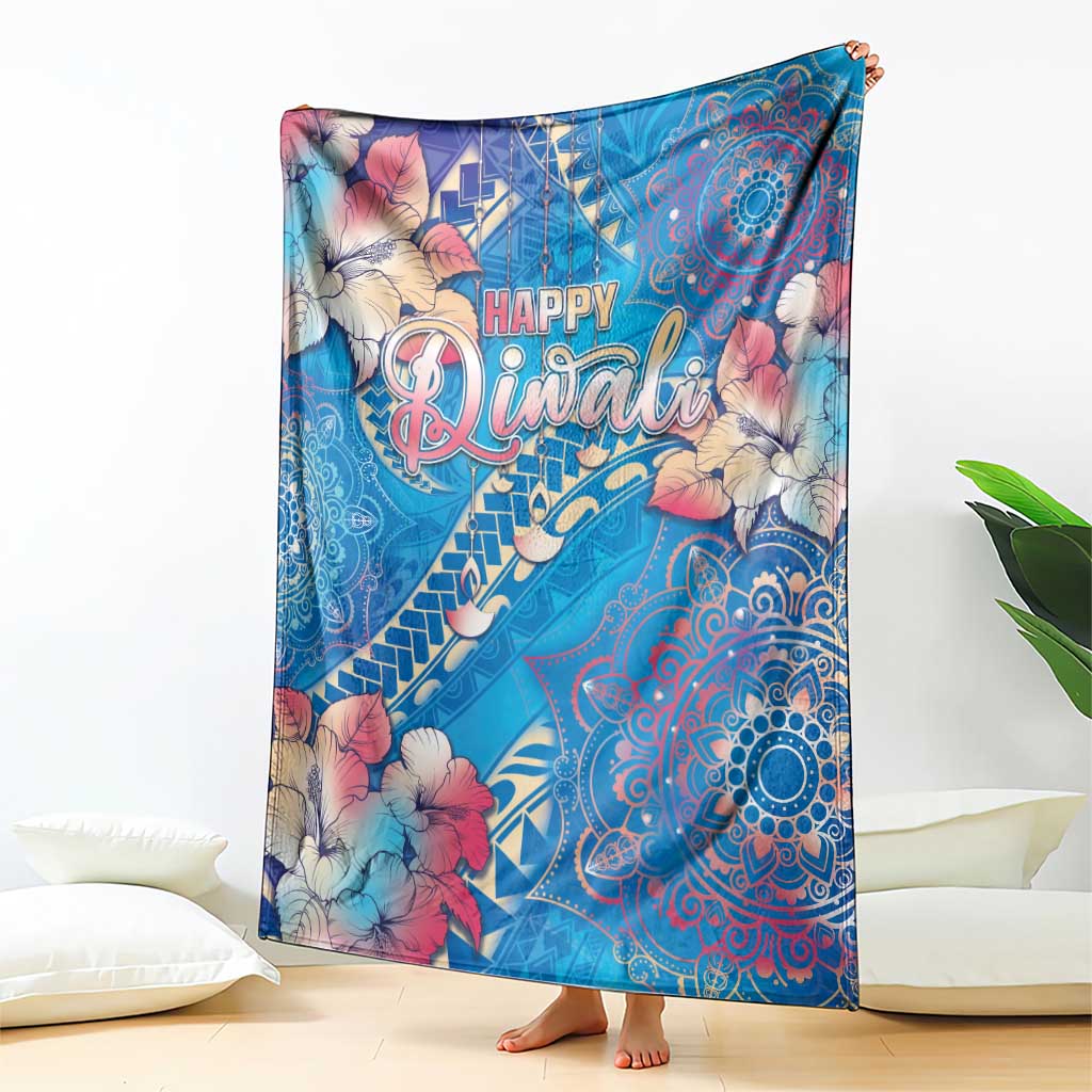 Happy Diwali Festival Blanket Diya Lamp Rangoli With Polynesian Pattern LT05 - Polynesian Pride