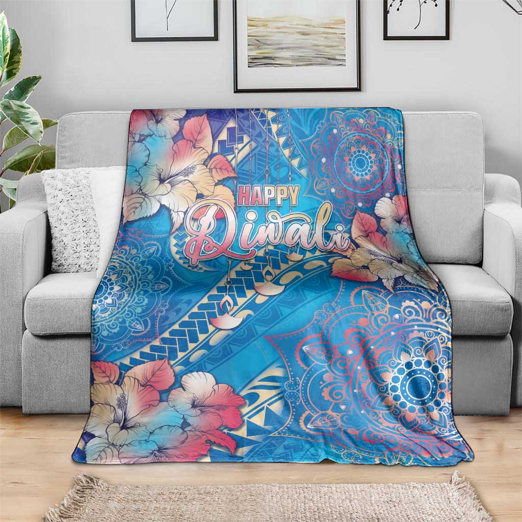 Happy Diwali Festival Blanket Diya Lamp Rangoli With Polynesian Pattern LT05 - Polynesian Pride
