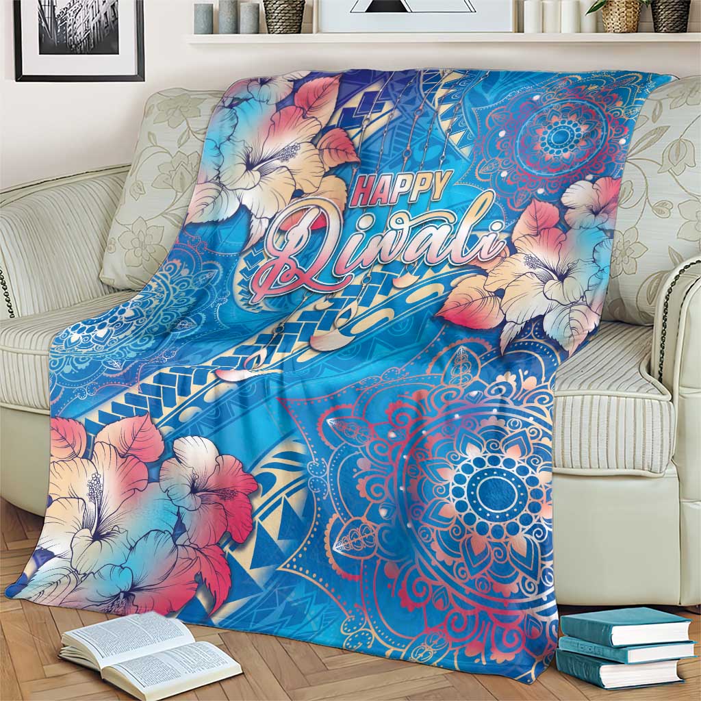 Happy Diwali Festival Blanket Diya Lamp Rangoli With Polynesian Pattern LT05 - Polynesian Pride