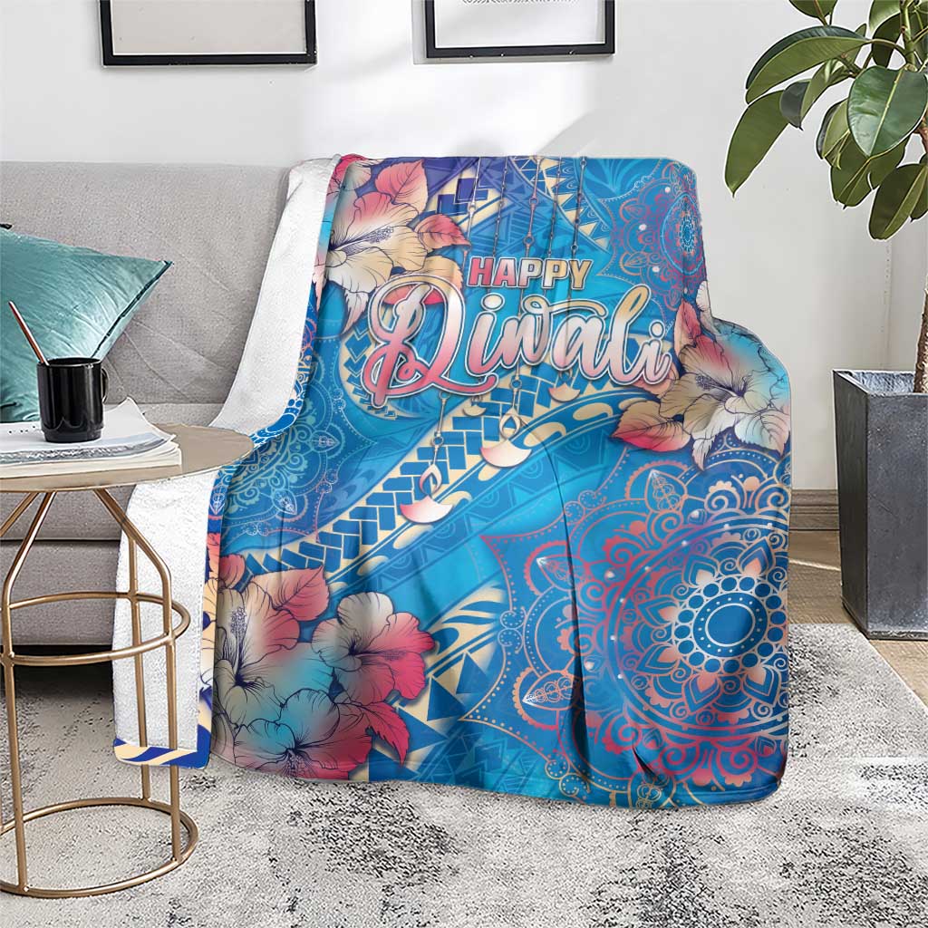 Happy Diwali Festival Blanket Diya Lamp Rangoli With Polynesian Pattern LT05 - Polynesian Pride