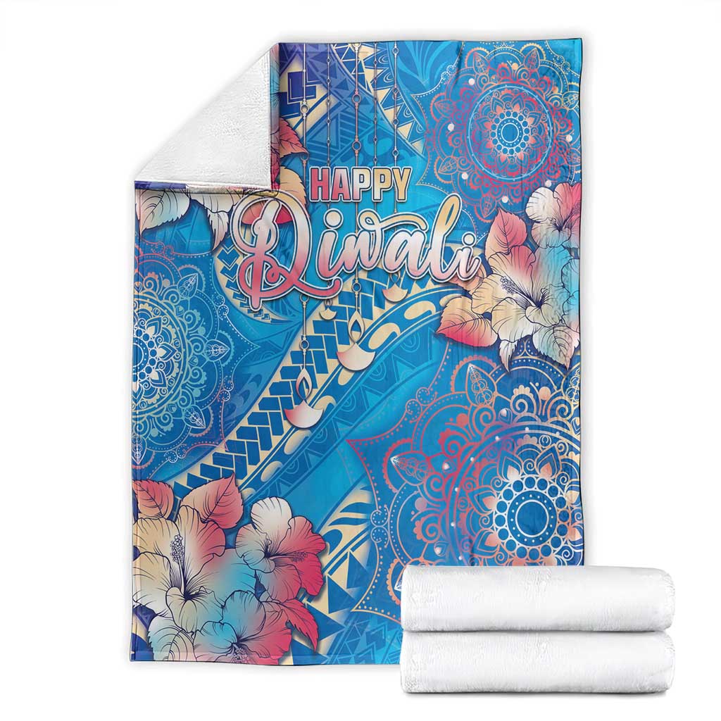 Happy Diwali Festival Blanket Diya Lamp Rangoli With Polynesian Pattern LT05 - Polynesian Pride
