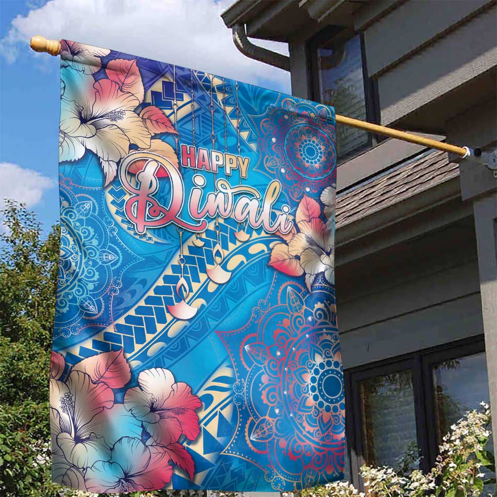 Happy Diwali Festival Garden Flag Diya Lamp Rangoli With Polynesian Pattern LT05 - Polynesian Pride