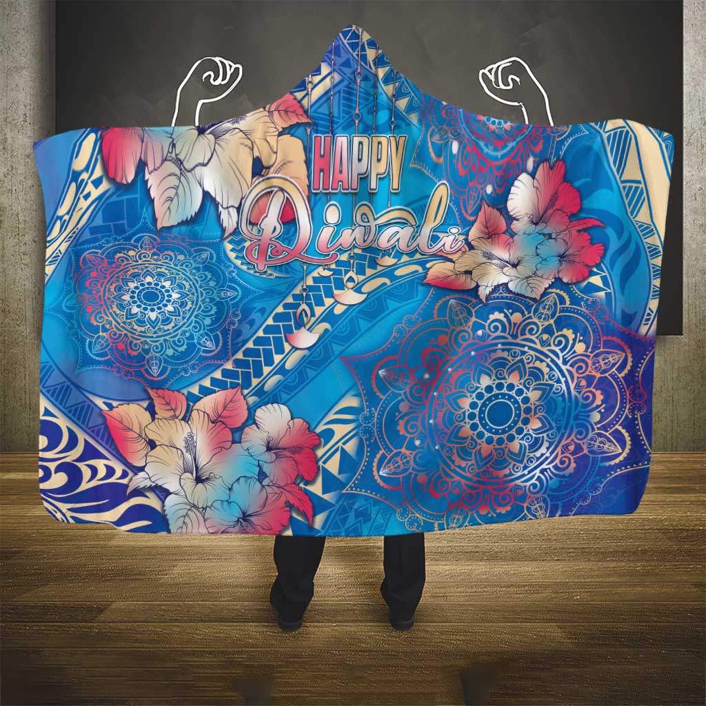 Happy Diwali Festival Hooded Blanket Diya Lamp Rangoli With Polynesian Pattern LT05 - Polynesian Pride