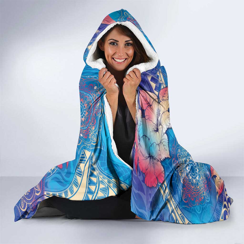 Happy Diwali Festival Hooded Blanket Diya Lamp Rangoli With Polynesian Pattern LT05 - Polynesian Pride