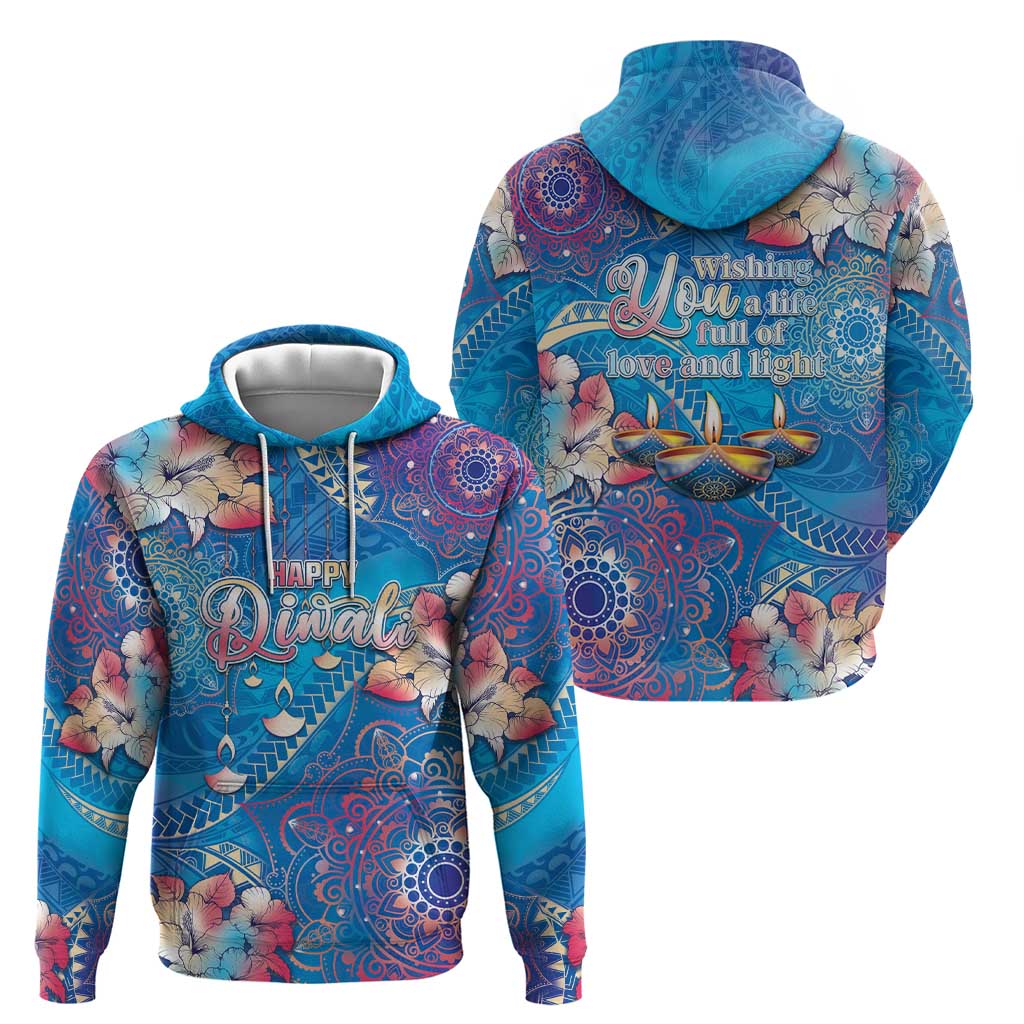Happy Diwali Festival Hoodie Diya Lamp Rangoli With Polynesian Pattern LT05 - Polynesian Pride