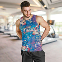 Happy Diwali Festival Men Tank Top Diya Lamp Rangoli With Polynesian Pattern LT05 Blue - Polynesian Pride