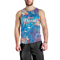 Happy Diwali Festival Men Tank Top Diya Lamp Rangoli With Polynesian Pattern LT05 - Polynesian Pride