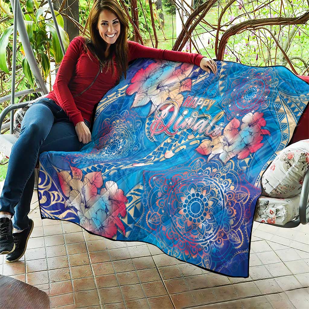 Happy Diwali Festival Quilt Diya Lamp Rangoli With Polynesian Pattern LT05 - Polynesian Pride