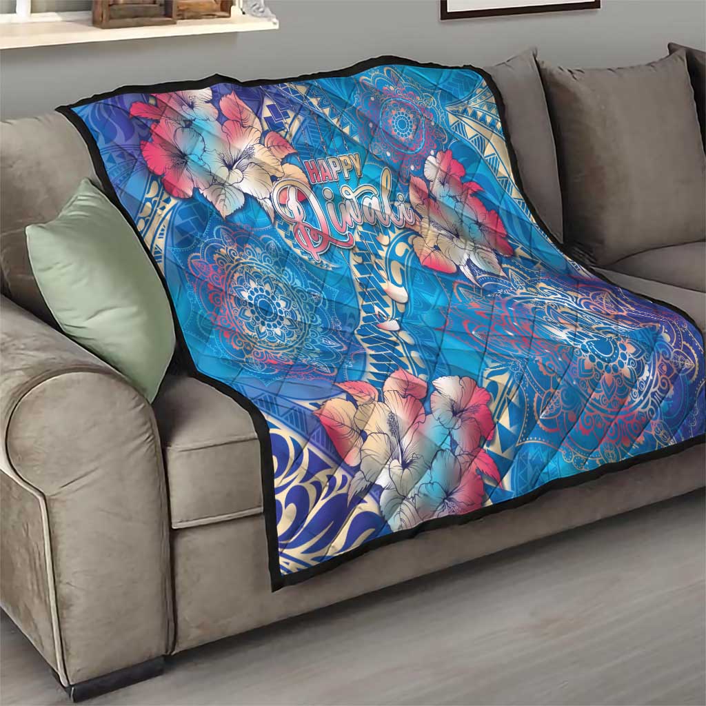 Happy Diwali Festival Quilt Diya Lamp Rangoli With Polynesian Pattern LT05 - Polynesian Pride