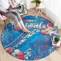 Happy Diwali Festival Round Carpet Diya Lamp Rangoli With Polynesian Pattern LT05 - Polynesian Pride