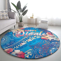 Happy Diwali Festival Round Carpet Diya Lamp Rangoli With Polynesian Pattern LT05 - Polynesian Pride