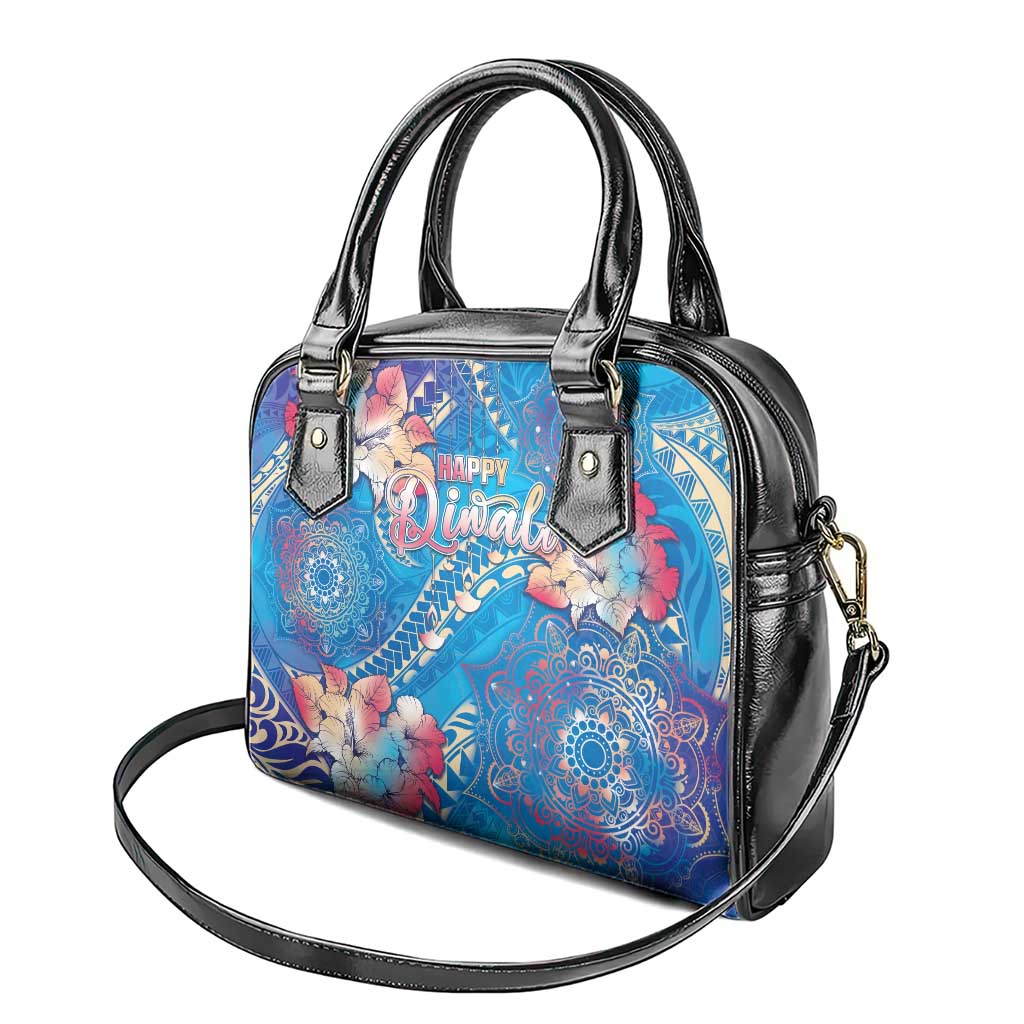 Happy Diwali Festival Shoulder Handbag Diya Lamp Rangoli With Polynesian Pattern LT05 - Polynesian Pride