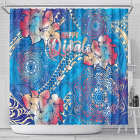 Happy Diwali Festival Shower Curtain Diya Lamp Rangoli With Polynesian Pattern LT05 - Polynesian Pride