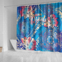 Happy Diwali Festival Shower Curtain Diya Lamp Rangoli With Polynesian Pattern LT05 - Polynesian Pride