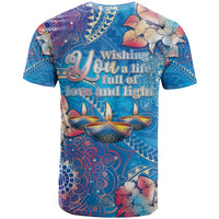 Happy Diwali Festival T Shirt Diya Lamp Rangoli With Polynesian Pattern LT05 - Polynesian Pride