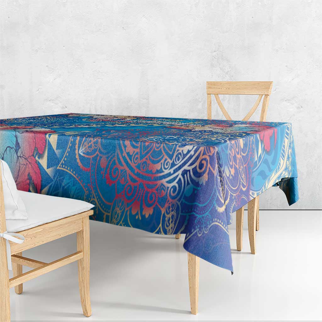 Happy Diwali Festival Tablecloth Diya Lamp Rangoli With Polynesian Pattern LT05 - Polynesian Pride
