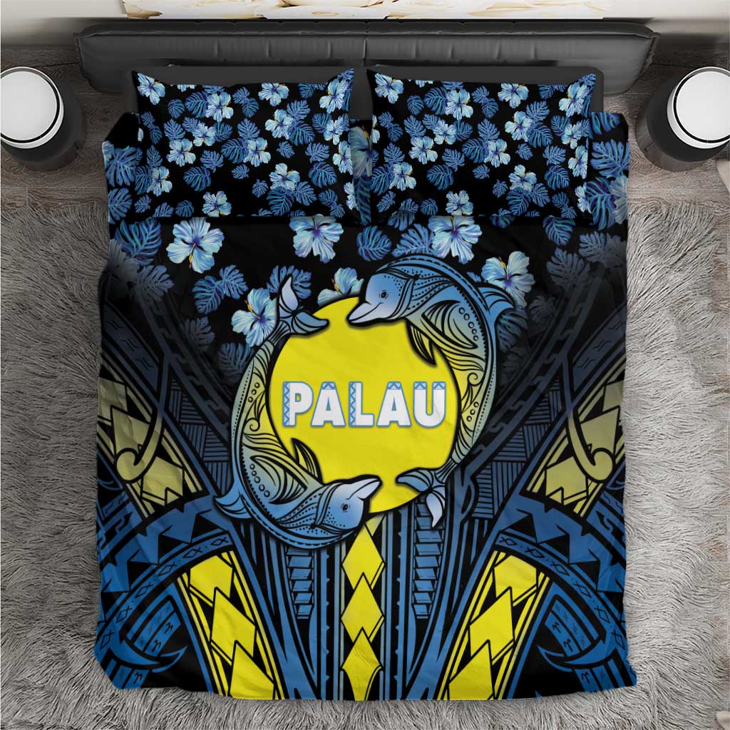 Palau Bedding Set Polynesian Dolphin Tropical Hibiscus Style LT05 Black - Polynesian Pride