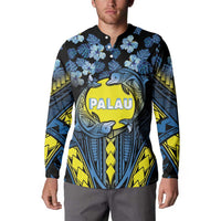 Personalised Palau Button Sweatshirt Polynesian Dolphin Tropical Hibiscus Style LT05 - Polynesian Pride