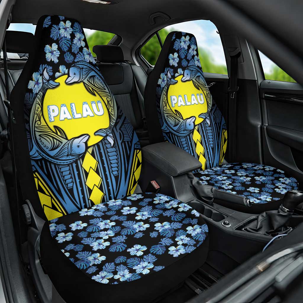 Palau Car Seat Cover Polynesian Dolphin Tropical Hibiscus Style LT05 One Size Black - Polynesian Pride