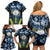 Personalised Palau Family Matching Off Shoulder Short Dress and Hawaiian Shirt Polynesian Dolphin Tropical Hibiscus Style