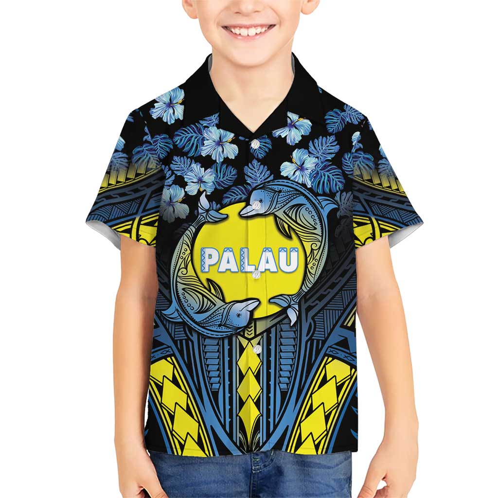 Personalised Palau Hawaiian Shirt Polynesian Dolphin Tropical Hibiscus Style LT05 - Polynesian Pride