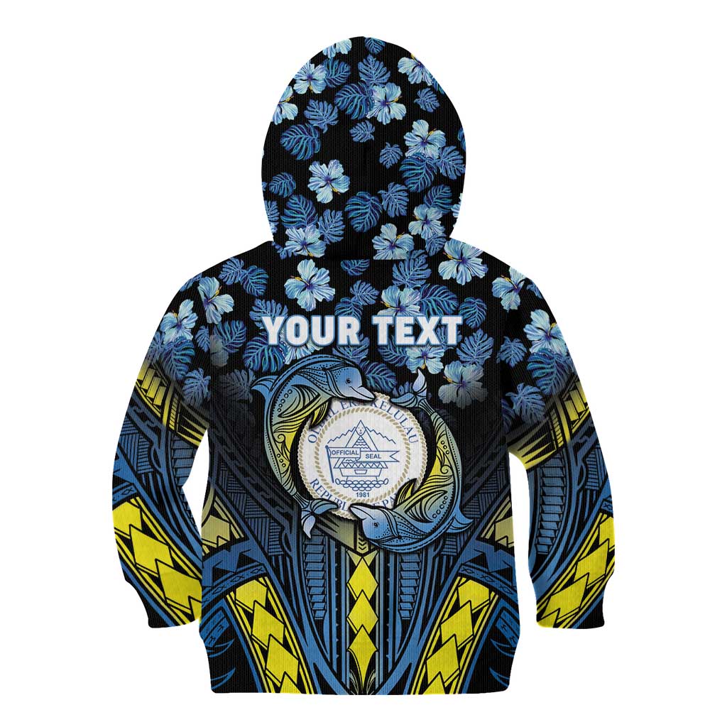 Personalised Palau Kid Hoodie Polynesian Dolphin Tropical Hibiscus Style LT05 - Polynesian Pride