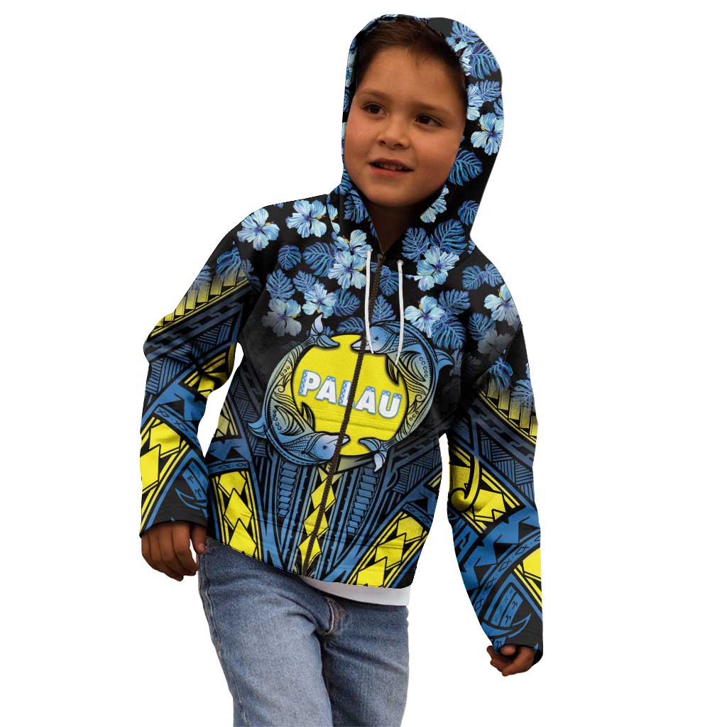 Personalised Palau Kid Hoodie Polynesian Dolphin Tropical Hibiscus Style LT05 - Polynesian Pride