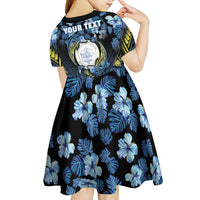 Personalised Palau Kid Short Sleeve Dress Polynesian Dolphin Tropical Hibiscus Style LT05 - Polynesian Pride
