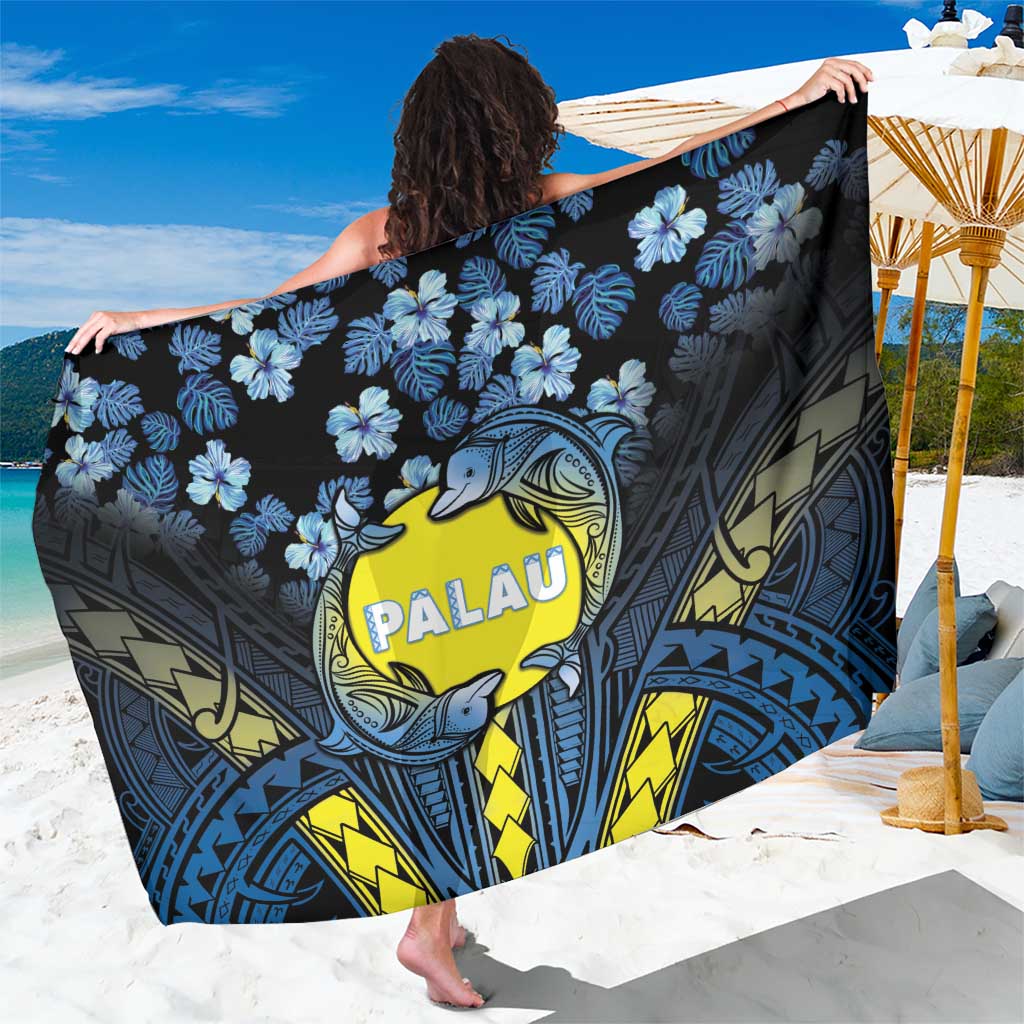 Palau Sarong Polynesian Dolphin Tropical Hibiscus Style LT05 One Size 44 x 66 inches Black - Polynesian Pride