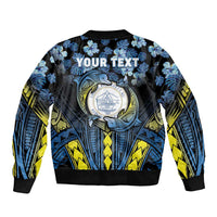 Personalised Palau Sleeve Zip Bomber Jacket Polynesian Dolphin Tropical Hibiscus Style LT05 - Polynesian Pride