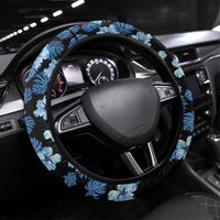 Palau Steering Wheel Cover Polynesian Dolphin Tropical Hibiscus Style LT05 Universal Fit Black - Polynesian Pride