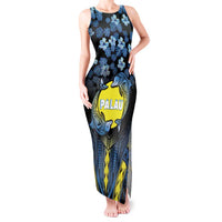 Personalised Palau Tank Maxi Dress Polynesian Dolphin Tropical Hibiscus Style LT05 Women Black - Polynesian Pride
