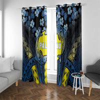 Palau Window Curtain Polynesian Dolphin Tropical Hibiscus Style LT05 With Grommets Black - Polynesian Pride