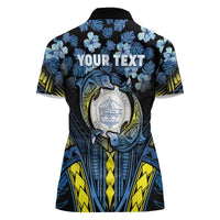 Personalised Palau Women Polo Shirt Polynesian Dolphin Tropical Hibiscus Style LT05 - Polynesian Pride