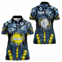 Personalised Palau Women Polo Shirt Polynesian Dolphin Tropical Hibiscus Style LT05 - Polynesian Pride