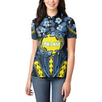 Personalised Palau Women Polo Shirt Polynesian Dolphin Tropical Hibiscus Style LT05 - Polynesian Pride