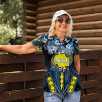 Personalised Palau Women Polo Shirt Polynesian Dolphin Tropical Hibiscus Style LT05 - Polynesian Pride