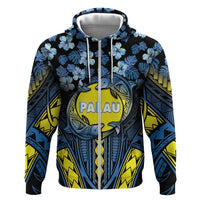 Personalised Palau Zip Hoodie Polynesian Dolphin Tropical Hibiscus Style LT05 Zip Hoodie Black - Polynesian Pride