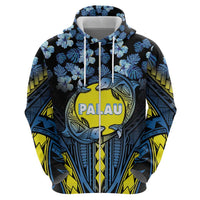 Personalised Palau Zip Hoodie Polynesian Dolphin Tropical Hibiscus Style LT05 - Polynesian Pride