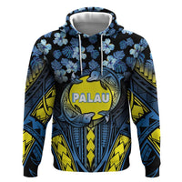 Personalised Palau Zip Hoodie Polynesian Dolphin Tropical Hibiscus Style LT05 Pullover Hoodie Black - Polynesian Pride