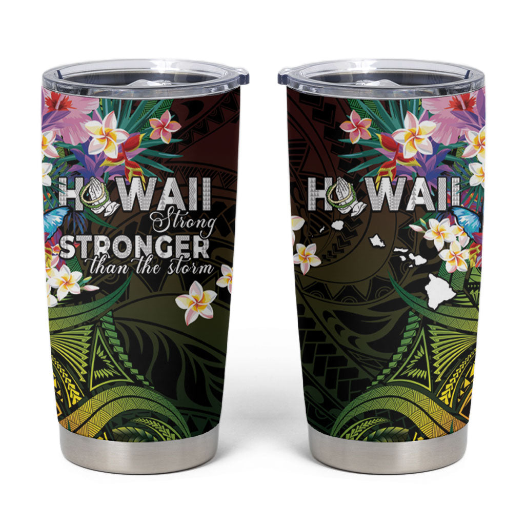 Hawaii Strong Tumbler Cup Polynesian Tribal Tropical Flowers LT05 Black - Polynesian Pride