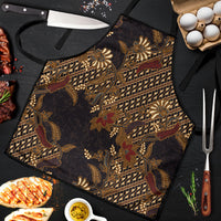 Indonesian Parang Batik Apron Brown Gold Floral Pattern LT05 Brown - Polynesian Pride