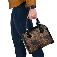 Indonesian Parang Batik Shoulder Handbag Brown Gold Floral Pattern