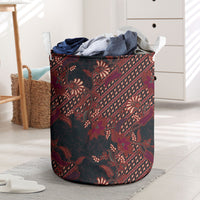 Indonesian Parang Batik Laundry Basket Red Floral Pattern LT05 Red - Polynesian Pride