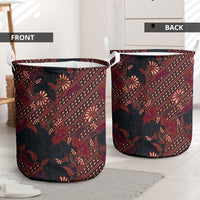 Indonesian Parang Batik Laundry Basket Red Floral Pattern LT05 - Polynesian Pride