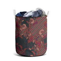 Indonesian Parang Batik Laundry Basket Red Floral Pattern LT05 - Polynesian Pride
