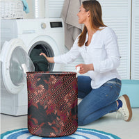 Indonesian Parang Batik Laundry Basket Red Floral Pattern LT05 - Polynesian Pride