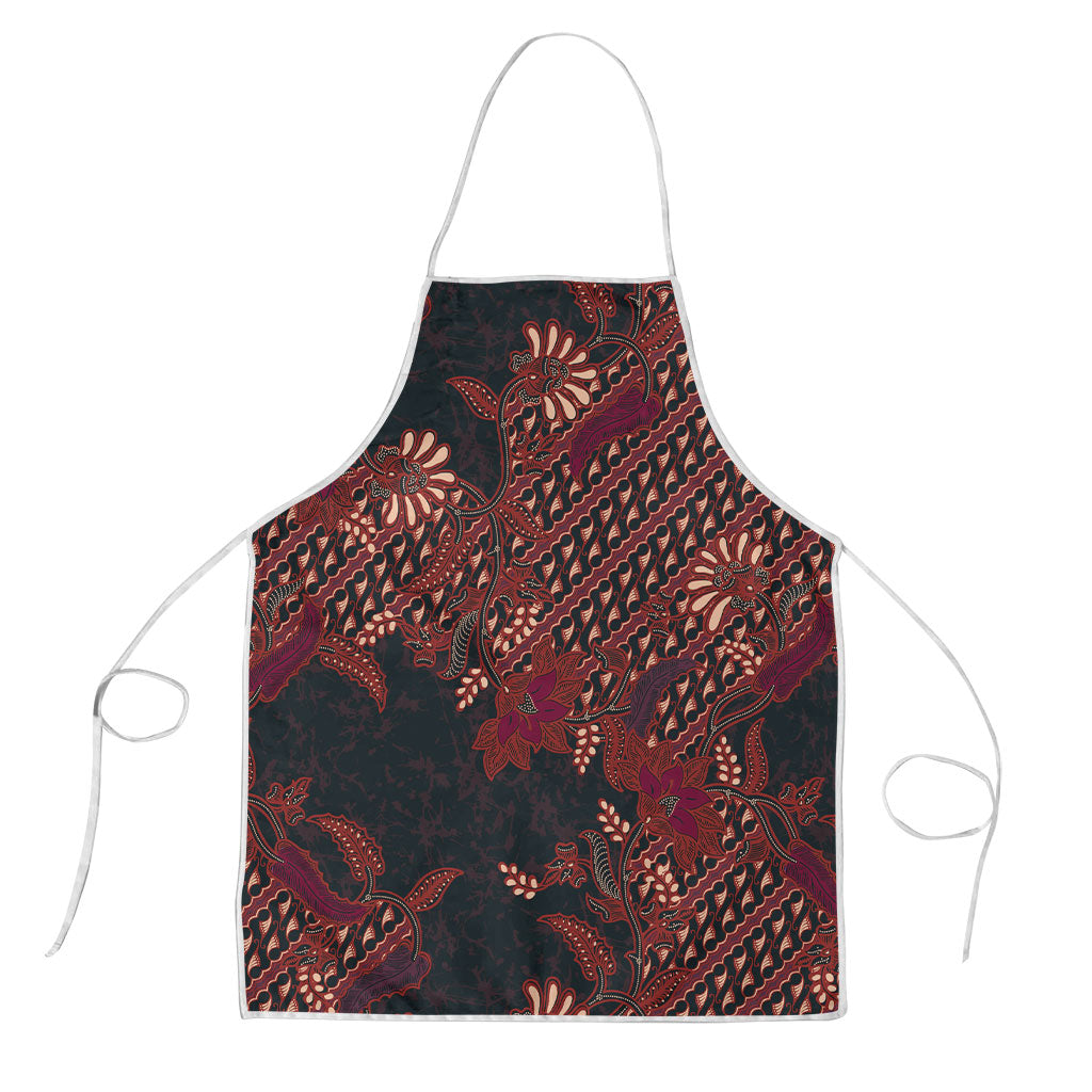 Indonesian Parang Batik Apron Red Floral Pattern LT05 Red - Polynesian Pride