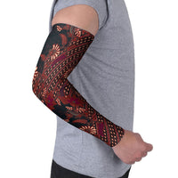 Indonesian Parang Batik Arm Sleeves Red Floral Pattern LT05 - Polynesian Pride